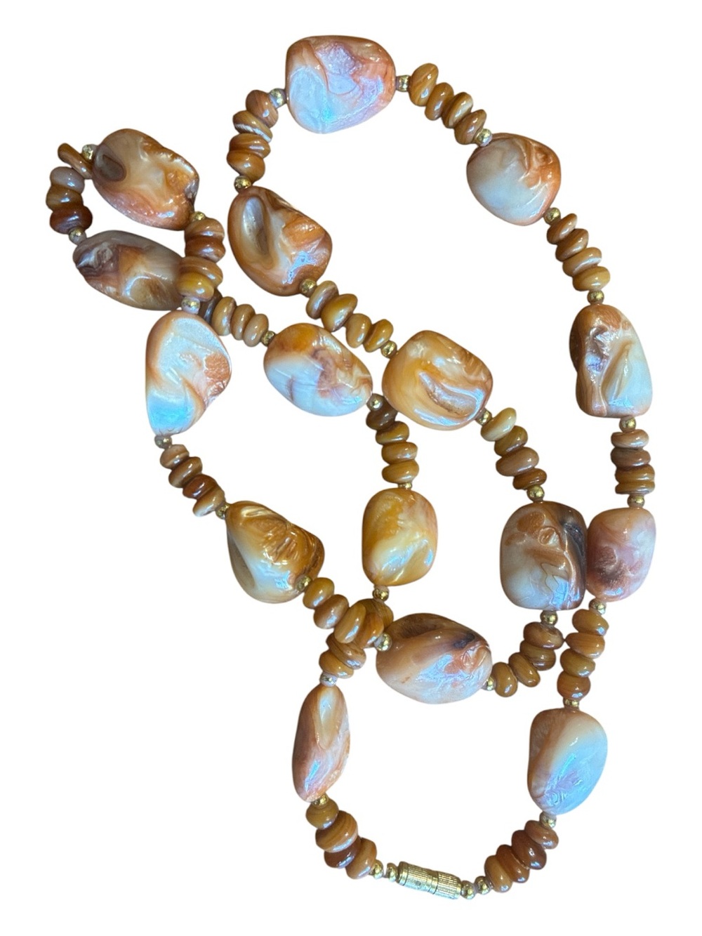 Handmade Orange Brown Beaded Necklace